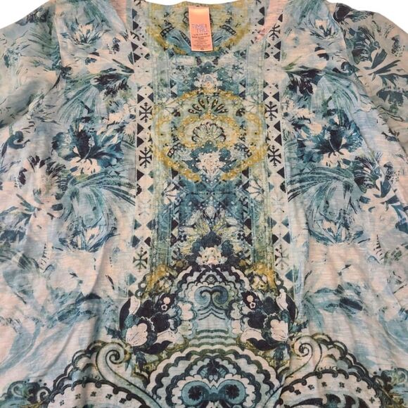Time And True Top Boho Print Rhinestones Short Sleeves Lightweight Women… - Picture 3 of 11